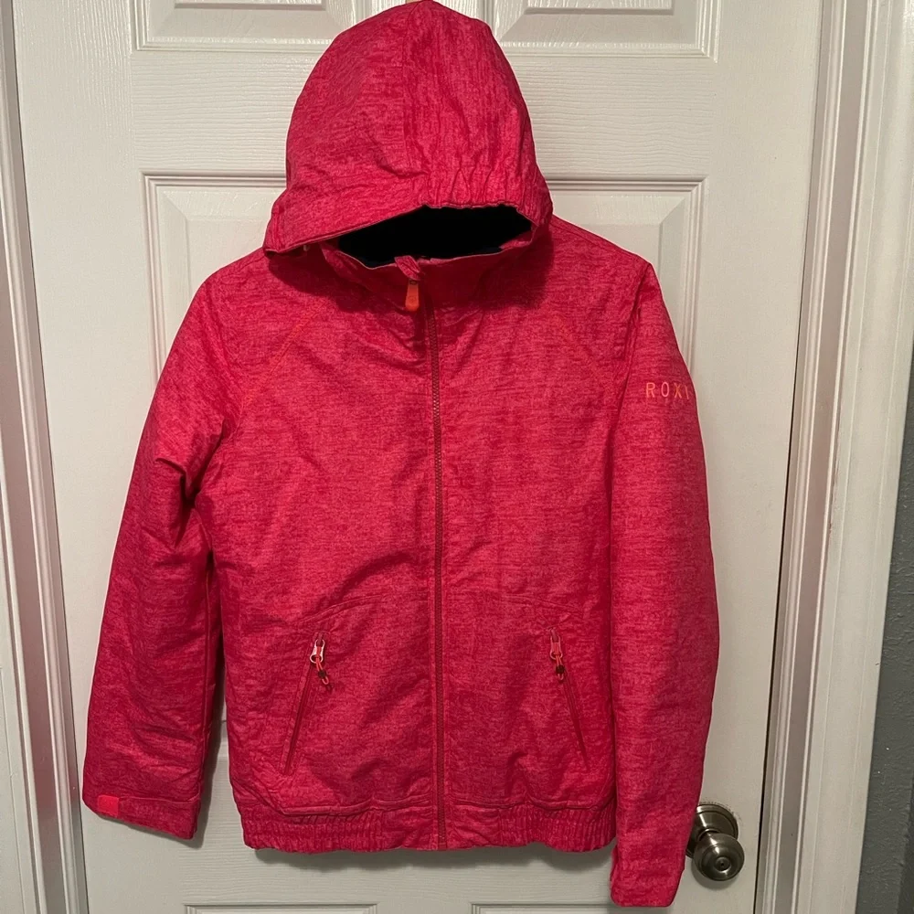 Roxy Dry Flight 10K Hooded Puffer Ski Snowboard Coat Girl's 14 Pink